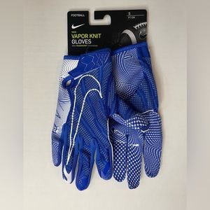 New Nike Royal Blue and White Vapor Knit Football Gloves Size Small